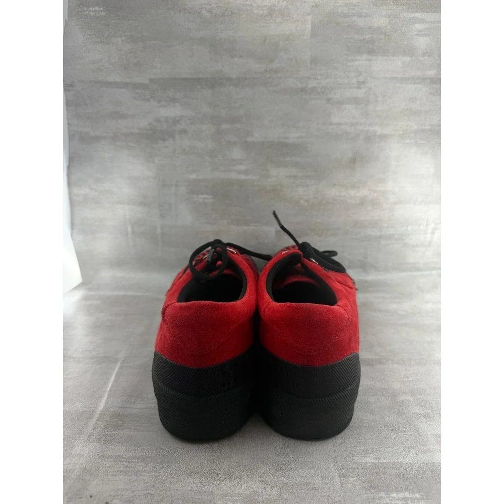 T.U.K. Red Suede Creeper Sneakers Black Interwoven Platform A3144 Men Sz 9